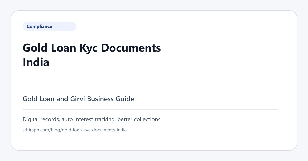 KYC Documents Required for Gold Loans in India