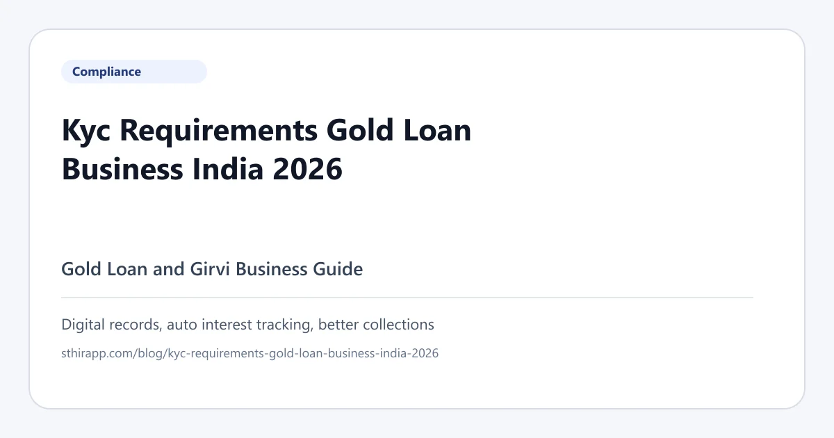 KYC Requirements for Gold Loan Businesses in India