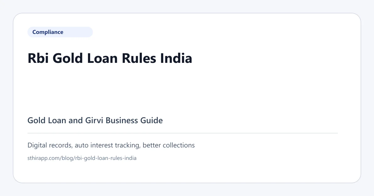 RBI Rules for Gold Loans in India - What Every Jeweller Must Know